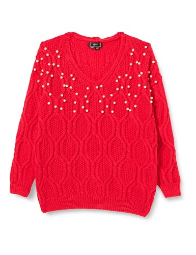 IDONY Women's Strickpullover, Rot, M-L von IDONY