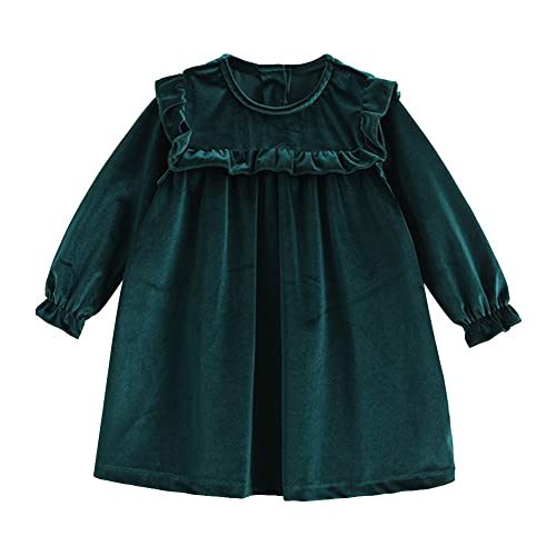 Baby Samtkleid Kleinkind Mädchen Vintage A-Linie Langarm Prinzessin Winterkleid Weihnachtskleid Geburtstag Partykleid Cocktailkleid Freizeitkleid Grün 12-18 Monate von IDOPIP