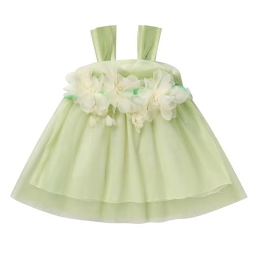 IDOPIP Kleider für Baby Mädchen Taufkleid 3D Blume Ärmellos Tüllkleid Neugeborenen Kleidung Fotoshooting Prinzessin Tutukleid Hochzeit Sommerkleid Geburtstag Kleid Baby Girl Clothes grün 12-18 Monate von IDOPIP