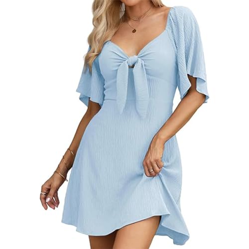 IDOPIP Sommerkleid Damen Kurzarm Freizeitkleider Kurz Damenkleid Sexy V-Auscchnitt A-Linie Partykleid Leicht Kleid Strandkleid Für Strand Urlaub blau M IDOPIP Sommerkleid Damen Kurzarm Freizeitkleider Kurz Damenkleid Sexy V-Auscchnitt A-Linie Partykleid Leicht Kleid Strandkleid Für Strand Urlaub blau M von IDOPIP