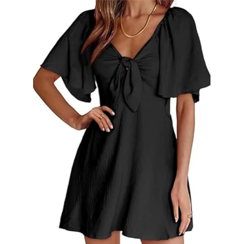 IDOPIP Sommerkleid Damen Kurzarm Freizeitkleider Kurz Damenkleid Sexy V-Auscchnitt A-Linie Partykleid Leicht Kleid Strandkleid Für Strand Urlaub schwarz M IDOPIP Sommerkleid Damen Kurzarm Freizeitkleider Kurz Damenkleid Sexy V-Auscchnitt A-Linie Partykleid Leicht Kleid Strandkleid Für Strand Urlaub schwarz M von IDOPIP