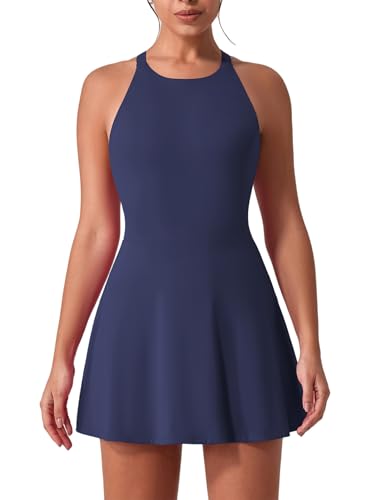 IDOPIP Tenniskleid Damen Golfkleid mit Integriertem BH und Shorts Tasche Cross Back Cut Out Sportkleid Mädchen Trainingskleid Freizeitkleid Tank Dress Athletic Workout Fitness Sport Marineblau M IDOPIP Tenniskleid Damen Golfkleid mit Integriertem BH und Shorts Tasche Cross Back Cut Out Sportkleid Mädchen Trainingskleid Freizeitkleid Tank Dress Athletic Workout Fitness Sport Marineblau M von IDOPIP