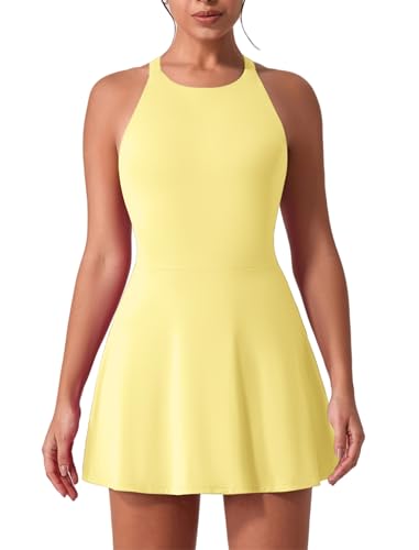 IDOPIP Tenniskleid Damen Golfkleid mit Integriertem BH und Shorts Tasche Cross Back Cut Out Sportkleid Mädchen Trainingskleid Freizeitkleid Tank Dress Athletic Workout Fitness Sport gelb S IDOPIP Tenniskleid Damen Golfkleid mit Integriertem BH und Shorts Tasche Cross Back Cut Out Sportkleid Mädchen Trainingskleid Freizeitkleid Tank Dress Athletic Workout Fitness Sport gelb S von IDOPIP