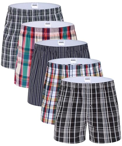IDORIC Boxershorts Herren 100% Baumwolle Unterhosen Männer 5er Packs Weich Atmungsaktiv Vielen Farben(Boxers2/5P/L) von IDORIC