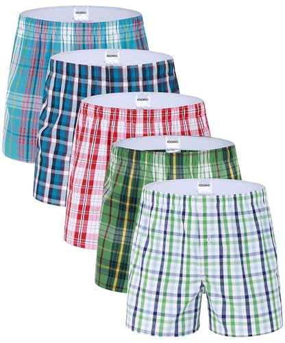 IDORIC Boxershorts Herren 100% Baumwolle Unterhosen Männer 5er Packs Weich Atmungsaktiv Vielen Farben(Boxers4/5P/XL) von IDORIC