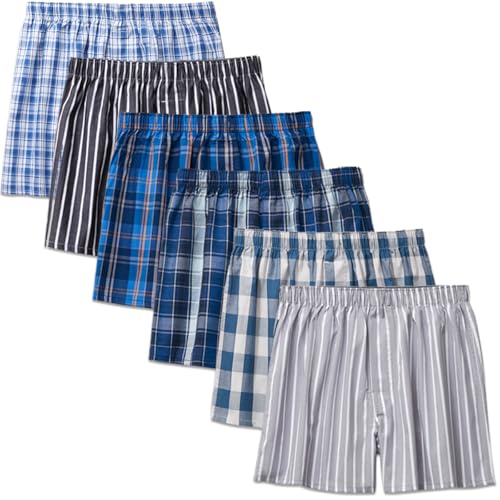 IDORIC Boxershorts Herren 100% Baumwolle Unterhosen Männer 6er Packs Weich Atmungsaktiv Vielen Farben(Boxers1/6P/XL) von IDORIC