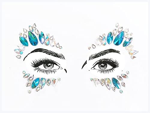 Doppel augenlid aufkleber 1 Blatt Handgefertigte Böhmen Stammes- Stil 3D Kristallaufkleber Gesichts- und Augenjuwelen Stirn Stirn Dekor Temporäre Tätowierung Aufkleber Eyeliner aufkleber(19 Blue) von IDOTSEZU