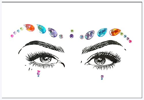 IDOTSEZU Doppel augenlid Aufkleber Acrylharz Bohrstift Bindi Aufkleber Handgestapte Böhmen und Tribal Stil Gesicht und Augenjuwelen Stirn Bühne Dekor Aufkleber Eyeliner Aufkleber(BL72) von IDOTSEZU