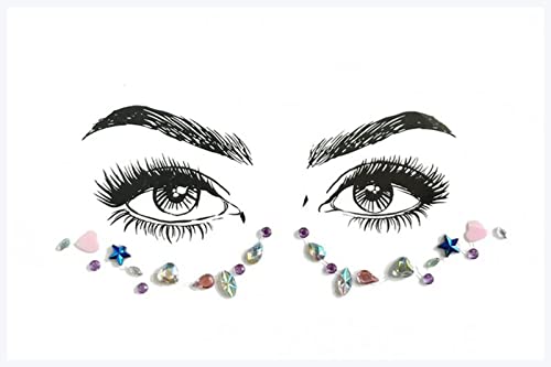 IDOTSEZU Doppel augenlid Aufkleber Acrylharz Bohrstift Bindi Aufkleber Handgestapte Böhmen und Tribal Stil Gesicht und Augenjuwelen Stirn Bühne Dekor Aufkleber Eyeliner Aufkleber(BL75) von IDOTSEZU