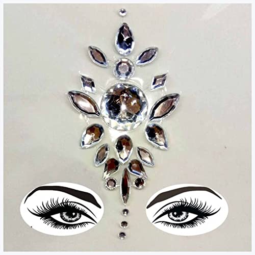 IDOTSEZU Doppel augenlid Aufkleber Neue Acrylharz-Bohrstab Bindi-Aufkleber Handgepickt Böhmen und Tribal-Stil Gesichts- und Augenjuwelen Stirnstufe Bühne Dekor Aufkleber Eyeliner Aufkleber(19) von IDOTSEZU