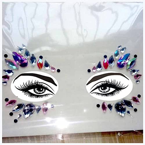IDOTSEZU Doppel augenlid Aufkleber Neue Acrylharz-Bohrstab Bindi-Aufkleber Handgepickt Böhmen und Tribal-Stil Gesichts- und Augenjuwelen Stirnstufe Bühne Dekor Aufkleber Eyeliner Aufkleber(24) von IDOTSEZU