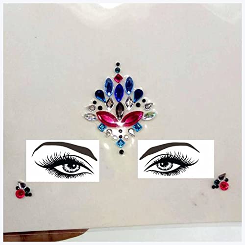 IDOTSEZU Doppel augenlid Aufkleber Neue Acrylharz-Bohrstab Bindi-Aufkleber Handgepickt Böhmen und Tribal-Stil Gesichts- und Augenjuwelen Stirnstufe Bühne Dekor Aufkleber Eyeliner Aufkleber(3) von IDOTSEZU