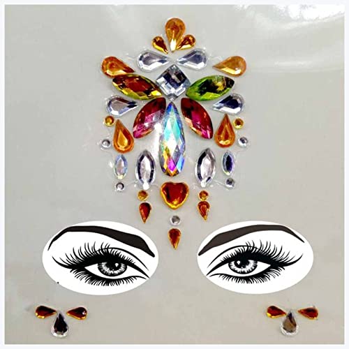 IDOTSEZU Doppel augenlid Aufkleber Neue Acrylharz-Bohrstab Bindi-Aufkleber Handgepickt Böhmen und Tribal-Stil Gesichts- und Augenjuwelen Stirnstufe Bühne Dekor Aufkleber Eyeliner Aufkleber(37) von IDOTSEZU