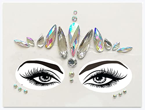 IDOTSEZU Doppel augenlid Aufkleber Neue Acrylharz-Bohrstab Bindi-Aufkleber Handgepickt Böhmen und Tribal-Stil Gesichts- und Augenjuwelen Stirnstufe Bühne Dekor Aufkleber Eyeliner Aufkleber(40) von IDOTSEZU
