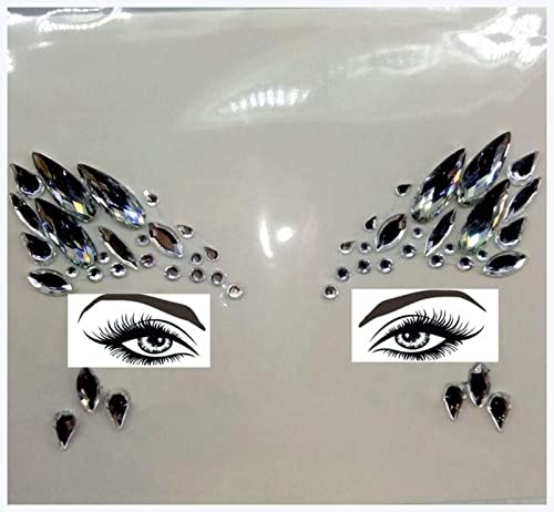 IDOTSEZU Doppel augenlid Aufkleber Neue Acrylharz-Bohrstab Bindi-Aufkleber Handgepickt Böhmen und Tribal-Stil Gesichts- und Augenjuwelen Stirnstufe Bühne Dekor Aufkleber Eyeliner Aufkleber(5) von IDOTSEZU