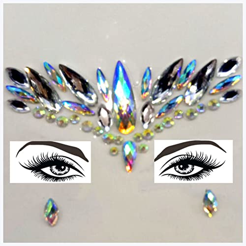 IDOTSEZU Doppel augenlid Aufkleber Neue Acrylharz-Bohrstab Bindi-Aufkleber Handgepickt Böhmen und Tribal-Stil Gesichts- und Augenjuwelen Stirnstufe Bühne Dekor Aufkleber Eyeliner Aufkleber(7) von IDOTSEZU