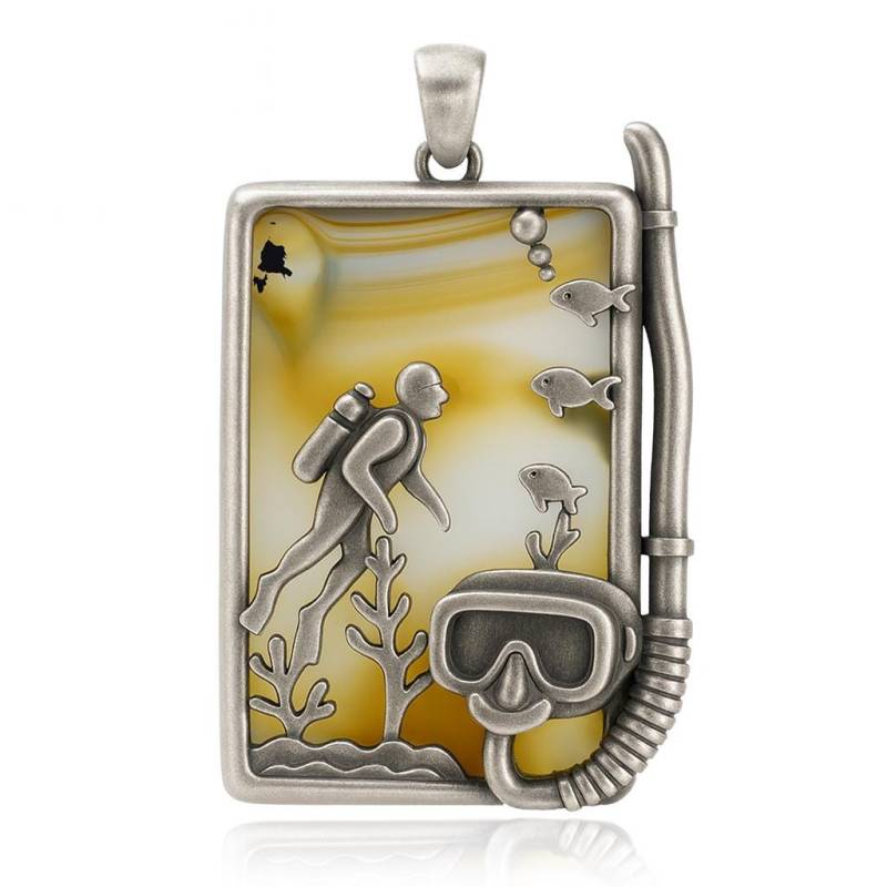 Einzigartige Tiefsee-Gedenkkette｜Nur Für Dich - Der Handgefertigte Taucher-Anhänger Aus Achat｜Symbol Erinnerung Und Seelenreise von IDSoulGarden