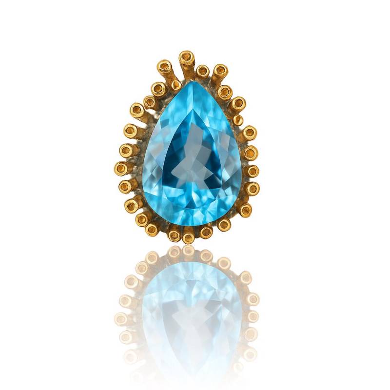 Handgefertigter Blauer Topas Ring | Tropfenförmiger Edelstein 18K Vergoldung Vintage Boho Statement Geschenk Für Sie Geburtstag von IDSoulGarden