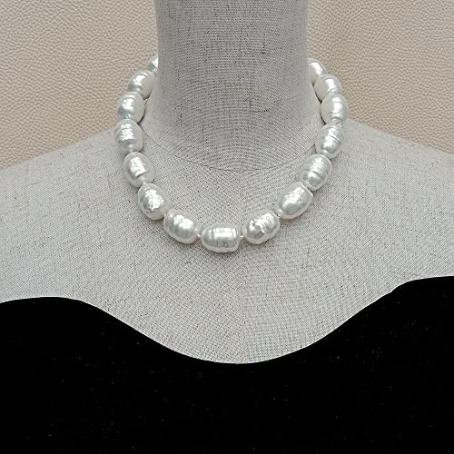 IDUTQUMW Large 16x22mm White Sea Shell Pearl Baroque Shape choker Necklace 17" Hyperbole shape for women von IDUTQUMW