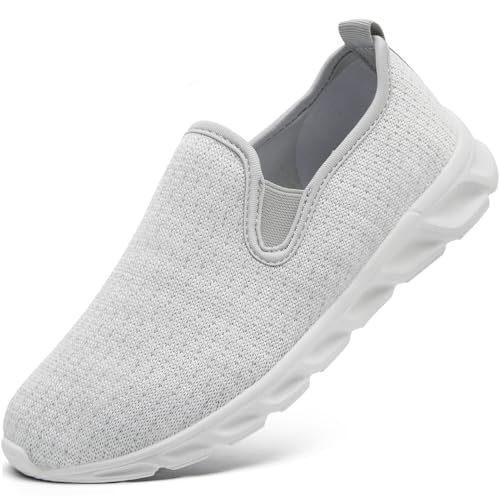IEBPEH Damen Turnschuhe Schuhe Sportschuhe Slip on Sneaker Laufschuhe leicht atmungsaktiv Tennisschuhe Walkingschuhe Fitnessschuhe grau 38 von IEBPEH