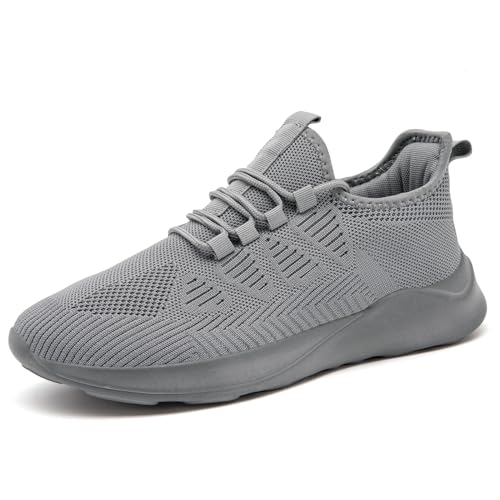 IEBPEH Herren Schuhe Sportschuhe Sneaker Laufschuhe Turnschuhe Freizeitschuhe Atmungsaktiv Leichte Tennisschuhe Walkingschuhe Slip On Schuhe Grau 45 von IEBPEH