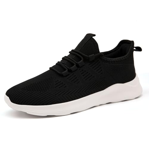 IEBPEH Herren Sportschuhe Schuhe Sneaker Laufschuhe Turnschuhe Freizeitschuhe Atmungsaktiv Tennisschuhe Leichte Walkingschuhe Slip On Schuhe Schwarz 41 von IEBPEH