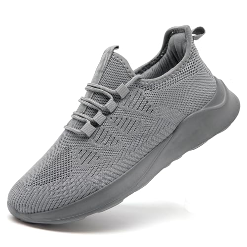 IEBPEH Schuhe Damen Laufschuhe Sneaker Sportschuhe Turnschuhe Slip On Tennisschuhe Atmungsaktiv Fitnessschuhe Freizeit leicht Walkingschuhe Grau 40 von IEBPEH