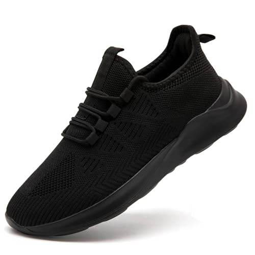 IEBPEH Schuhe Damen Sportschuhe Laufschuhe Sneaker Turnschuhe Slip On Tennisschuhe Atmungsaktiv Fitnessschuhe Freizeit leicht Walkingschuhe Schwarz 40 von IEBPEH