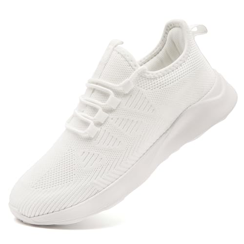 IEBPEH Schuhe Damen Sportschuhe Laufschuhe Sneaker Turnschuhe Slip On Tennisschuhe Atmungsaktiv Fitnessschuhe Freizeit leicht Wanderschuhe Weiß 41 von IEBPEH