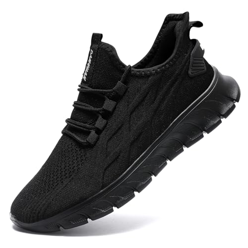IEBPEH Schuhe Herren Laufschuhe Sportschuhe Sneaker Turnschuhe Freizeit leicht Atmungsaktiv Fitnessschuhe Tennisschuhe Wanderschuhe Slip On Schwarz 41 von IEBPEH