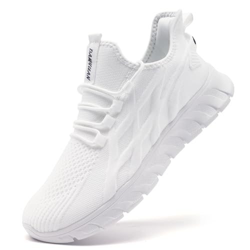 IEBPEH Schuhe Herren Sportschuhe Sneaker Turnschuhe Laufschuhe Slip On Freizeit leicht Tennisschuhe Atmungsaktiv Fitnessschuhe Wanderschuhe Weiß 41 von IEBPEH