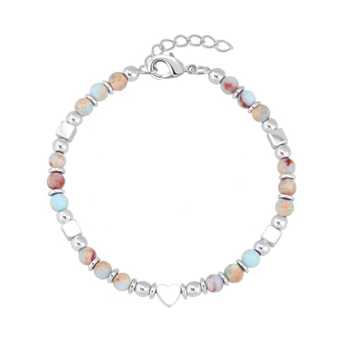 IEBTAWN 1 Stück Geschenke Für Mädchen Damen Edelstein Chakra Armband Mädchen Herz Charm Perlenarmband Heilsteine Perlen Armbänder Geschenke Für Tochter Enkelin Schwester Freundin von IEBTAWN