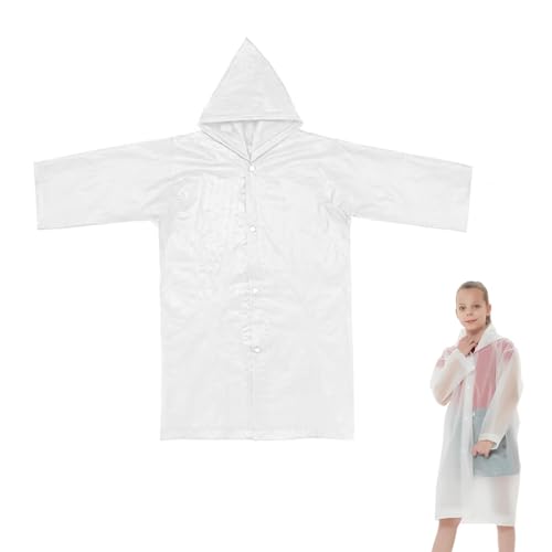 IEBTAWN 1 Stück Regenponcho Kinder, Wiederverwendbar Wasserdicht Regencape Mit Kapuze Und Ärmeln, Für Mädchen Jungen Wandern Camping Reisen Faltbar Eva Atmungsaktiv Regenschutz Regenmantel von IEBTAWN