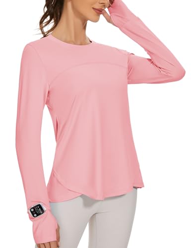 IECCP Sport Blusen für Damen Sonnenschutz Shirt UV Schutz Langarmshirt UPF 50+ Sportshirt Rashguards Yoga Ausbildung Draussen Gym Laufshirt von IECCP