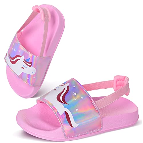 IEEILULU Badelatschen Kinder, Badesandalen Mädchen Badeschlappen Jungen, Flache Dusch Badeschuhe Kinder, Sommer rutschfest Leicht Hausschuhe Kinder für Mädchen Jungen Schwimmen und Strände Sandalen von IEEILULU