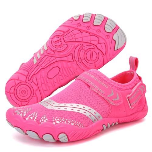 IEEILULU Badeschuhe Kinder, Wasserschuhe Kinder, Schwimmschuhe Kinder mit Klettverschluss, Aquaschuhe Kinder für Jungen Mädchen (Rosa, Jugendliche, 37, Numerisch, EU Schuhgrößensystem, M) von IEEILULU