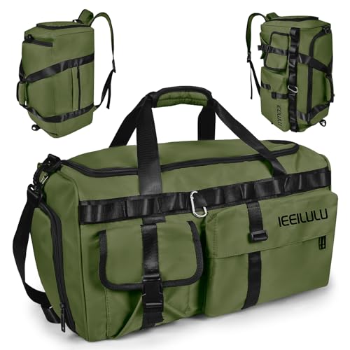 IEEILULU Sporttasche, Reisetasche mit Wasserdichtes Fach, Schwimmtasche mit Schuhfach für Männer und Frauen, Groß Damen Herren Gym Bag für Reisen, Zelten, Sport, Fitness (Grün) von IEEILULU