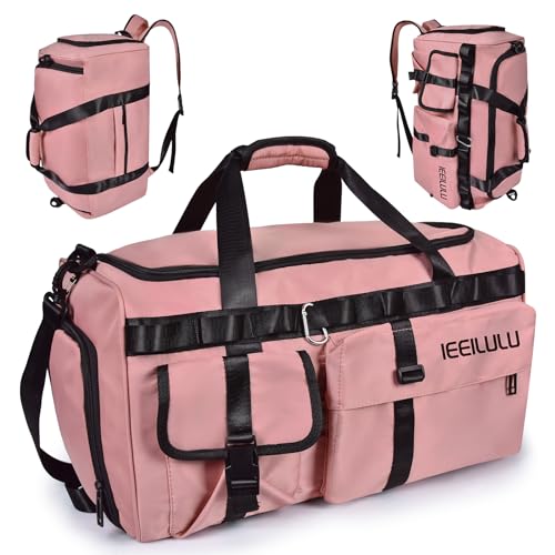 IEEILULU Sporttasche, Reisetasche mit Wasserdichtes Fach, Schwimmtasche mit Schuhfach für Männer und Frauen, Groß Damen Herren Gym Bag für Reisen, Zelten, Sport, Fitness (Rosa) von IEEILULU