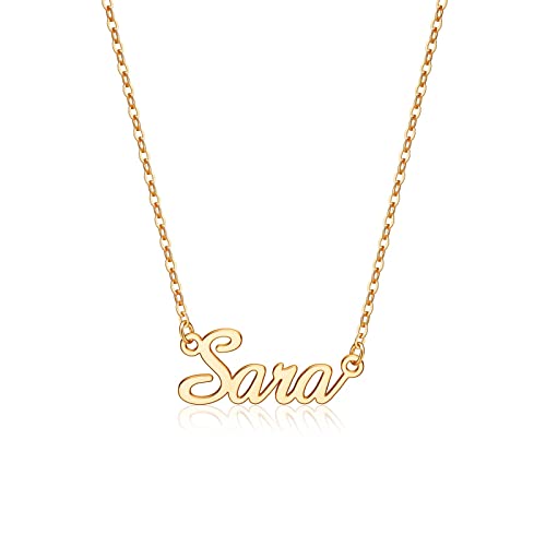 IEFLIFE Personalisierte Namenskette, 14 Karat vergoldet, personalisierte Namenskette, weißvergoldet, Monogramm-Halskette, personalisierter Schmuck, Namensschild, Halskette, Geschenke für Frauen von IEFLIFE