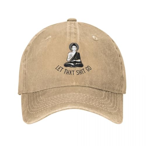 IEINYAUP Let That Shit Go Buddha Baseballkappe Vintage Distressed Denim Washed Peace Yogalife Snapback Cap Männer Frauen Sommer Caps Hut von IEINYAUP