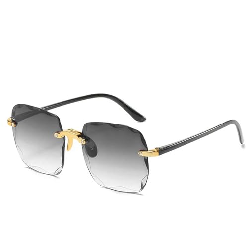 IEKEI 2024 Neue randlose Damen-Sonnenbrille, modische Farbverlaufslinsen, Sonnenbrille, Vintage-Legierung Beine, 1, MULTI von IEKEI