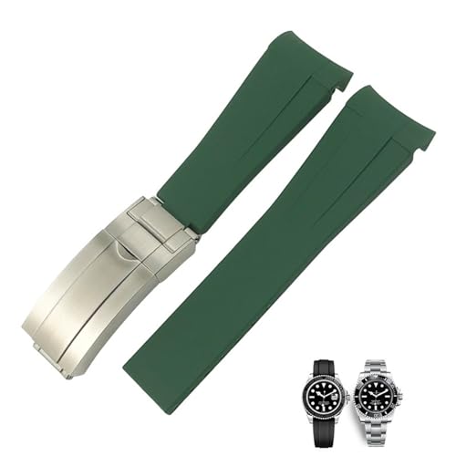 IENYU 18 mm, 19 mm, 20 mm, 22 mm, gebogenes Ende, Silikonkautschuk-Uhrenarmband für Rolex Daytona Submariner GMT 21 mm, Uhrenarmband, Herrenwerkzeug, 20 mm von IENYU