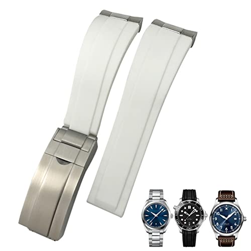 IENYU 20 mm Gummi-Uhrenarmband passend für IWC Mark Omega Seamaster 300 AT150 Metallglieder-Gummi-Uhrenarmband mit gebogenem Ende, 20 mm, Achat von IENYU