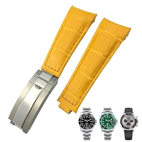 IENYU 20mm Arc End Leder Uhrenarmband Geeignet Für Rolex Submariner GMT Bambus Korn Grün Blau Braun Rindsleder Uhr Band Armbänder, Medium, Achat von IENYU