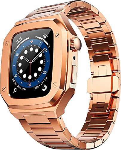 IENYU Armband aus 316 Edelstahl für Apple Watch Serie 7 6, 45 mm, integriertes Stahlband mit Metallschnalle, Armbänder für iWatch 44 mm, For 45MM, Achat von IENYU