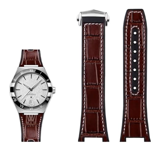 IENYU Armband aus echtem Leder mit Silikon-Basis für Omega Constellation Serie Perfect Observatory 131.13 Manhattan-Serie, 25mm-14mm, Achat von IENYU