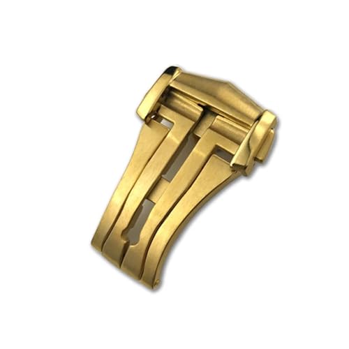 IENYU Faltschließe für Uhren mit Faltschließe, 16 mm, 18 mm, 20 mm, für Omega, Lederarmband, Gummiband, 316L-Stahl, Schwarz, Silber, Zubehör(Golden style 2) von IENYU