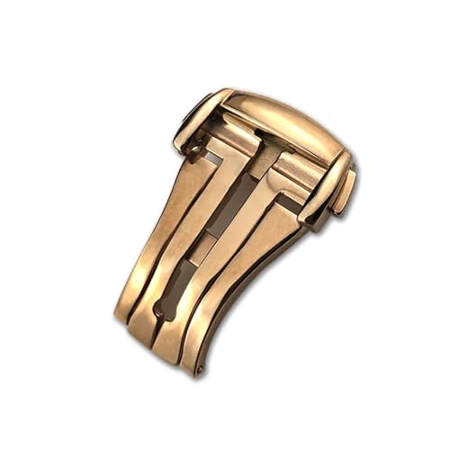 IENYU Faltschließe für Uhren mit Faltschließe, 16 mm, 18 mm, 20 mm, für Omega, Lederarmband, Gummiband, 316L-Stahl, Schwarz, Silber, Zubehör(Rose style 1) von IENYU