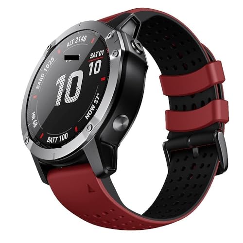 IENYU Für Fenix ​​5X Uhrenarmband/Fenix ​​6X Pro Uhrenarmband/Fenix ​​7X Uhrenarmband 26 mm Silikon-Uhrenarmband Ersatz für Fenix ​​6X/Fenix ​​5X Plus/Fenix ​​7X Pro (26 mm)(Red) von IENYU