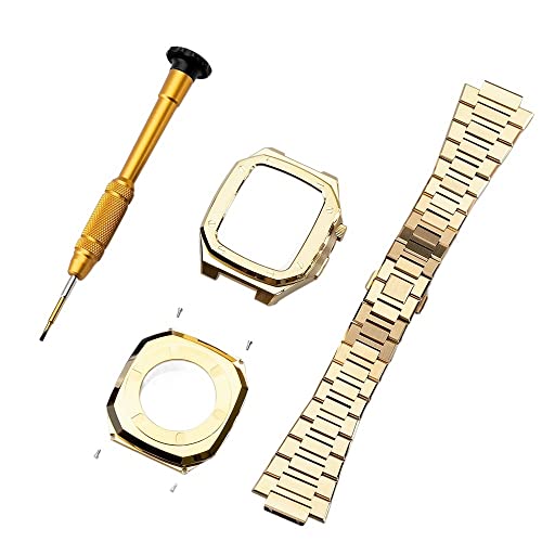 IENYU Luxus-Modifikations-Metallarmband für iWatch Serie 41, 44, 45 mm, Edelstahl-Armband, Gummiband, für Apple Watch SE 7, 6, 5, 4, 41 mm, Achat von IENYU